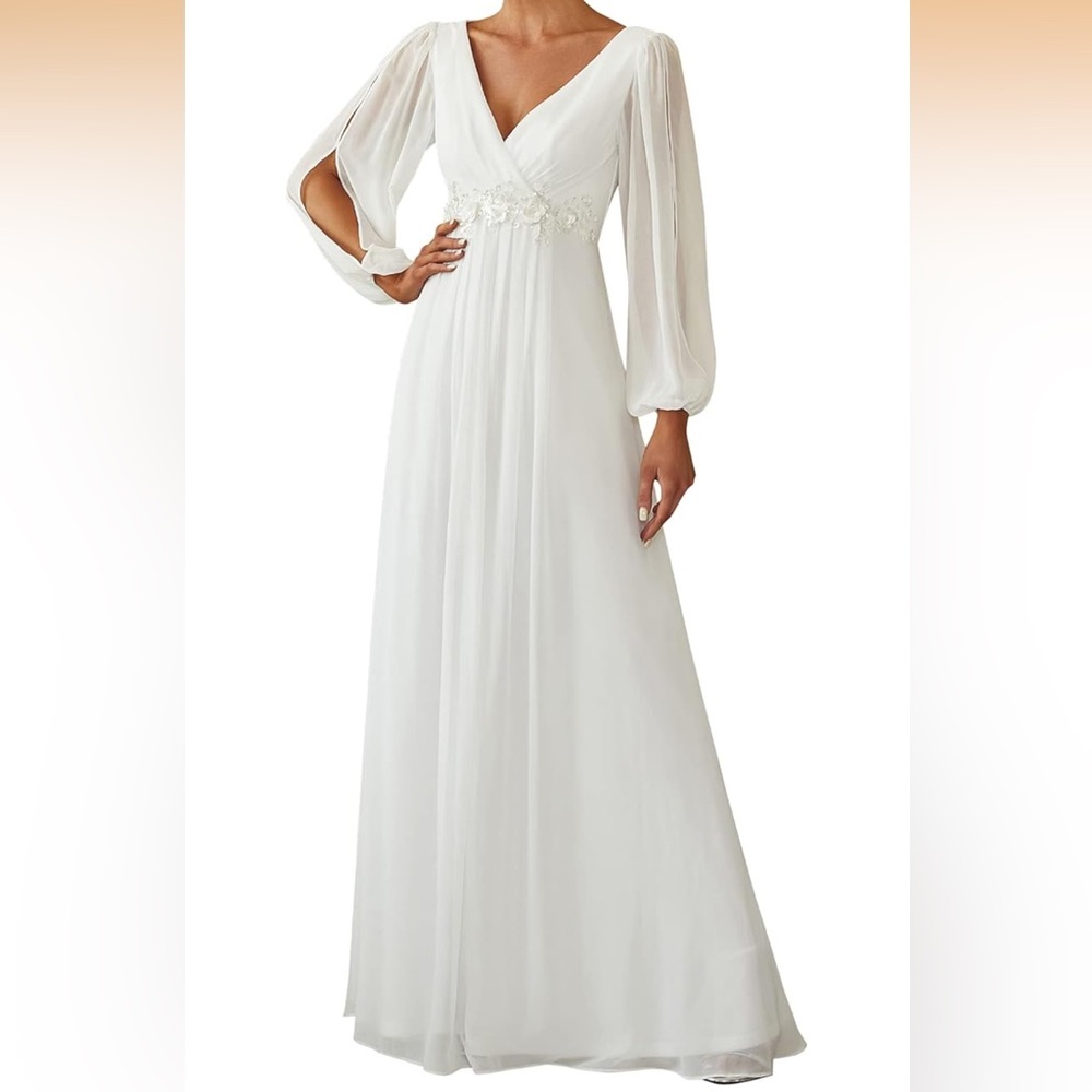 Ever Pretty Ivory Gown with Metallic Embellishments